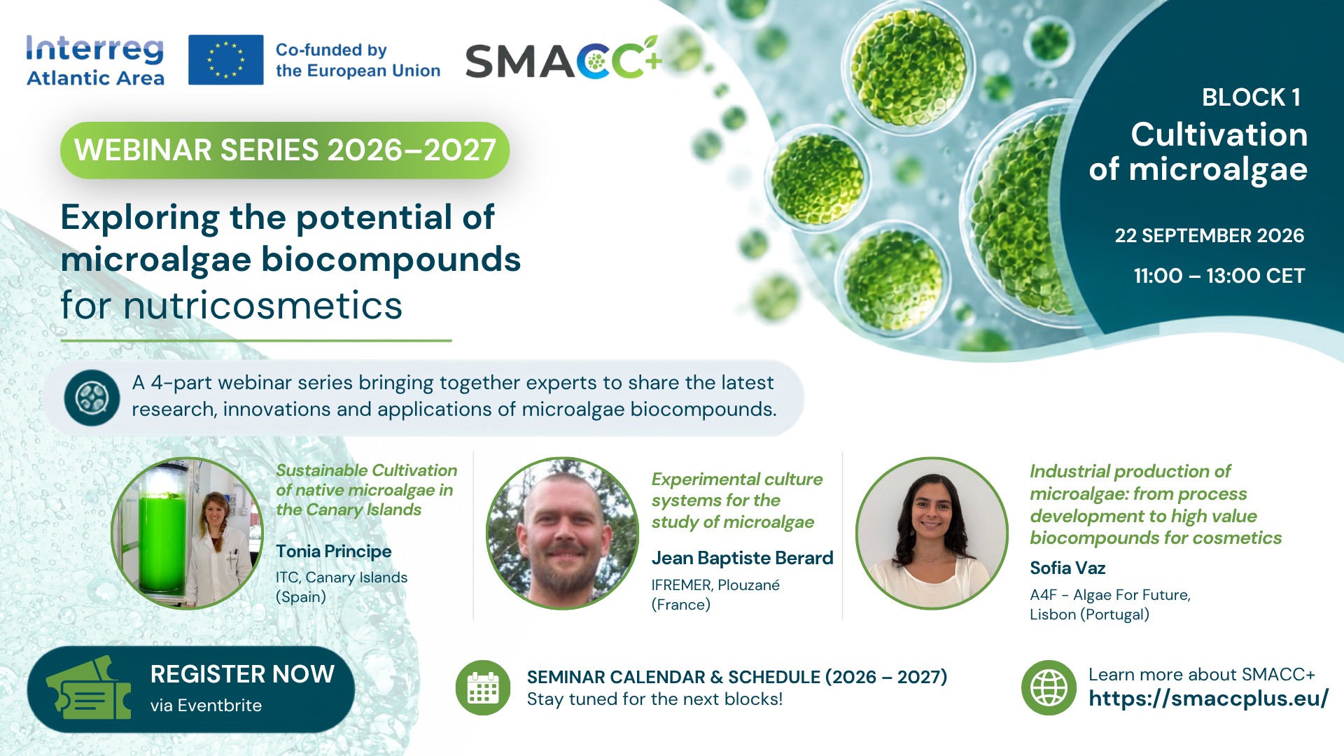 SMACC+ launches an international webinar series to explore the future of microalgae biocompounds for nutricosmetics