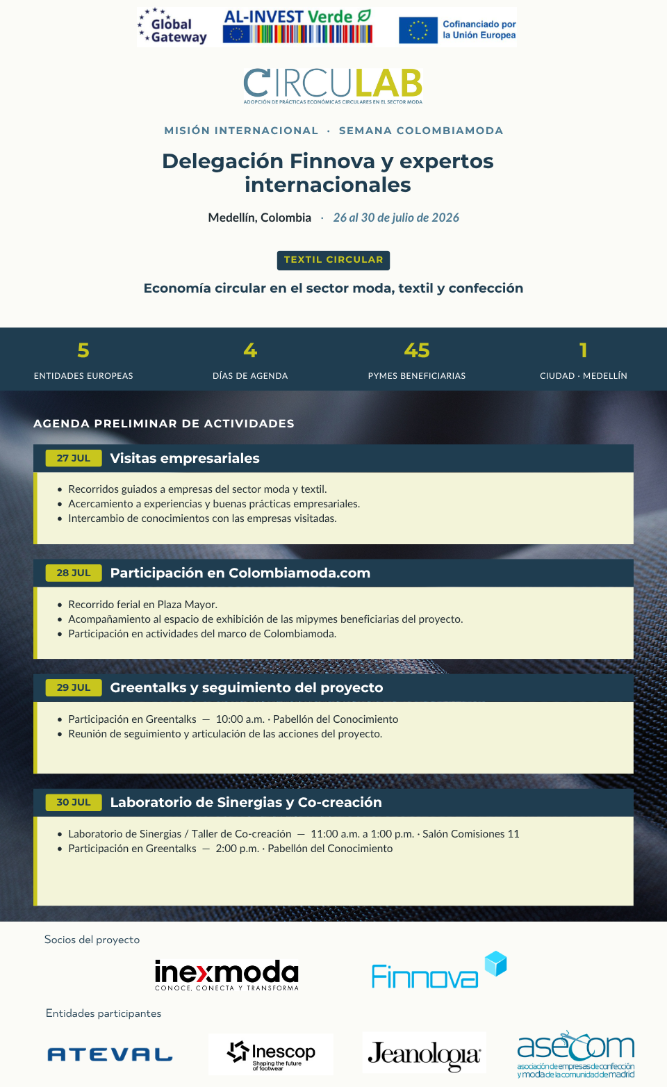 Circulab lleva una misión europea a Medellín para impulsar la economía circular en la moda colombiana durante Colombiamoda